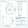 12 x 3 in phenolic rigid caster reference drawing, side, front and top plate views with dimensions