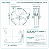12 x 3 in green polyurethane swivel caster with brake reference drawing, side, front and top plate views with dimensions