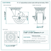 4 x 2 in polyurethane swivel caster with top lock brake reference drawing, side, front and top plate views with dimensions