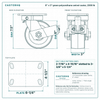 6 x 3 in green polyurethane swivel caster reference drawing, side, front and top plate views with dimensions
