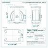 6 x 3 in green polyurethane rigid caster reference drawing, side, front and top plate views with dimensions