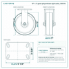 10 x 3 in green polyurethane rigid caster reference drawing, side, front and top plate views with dimensions