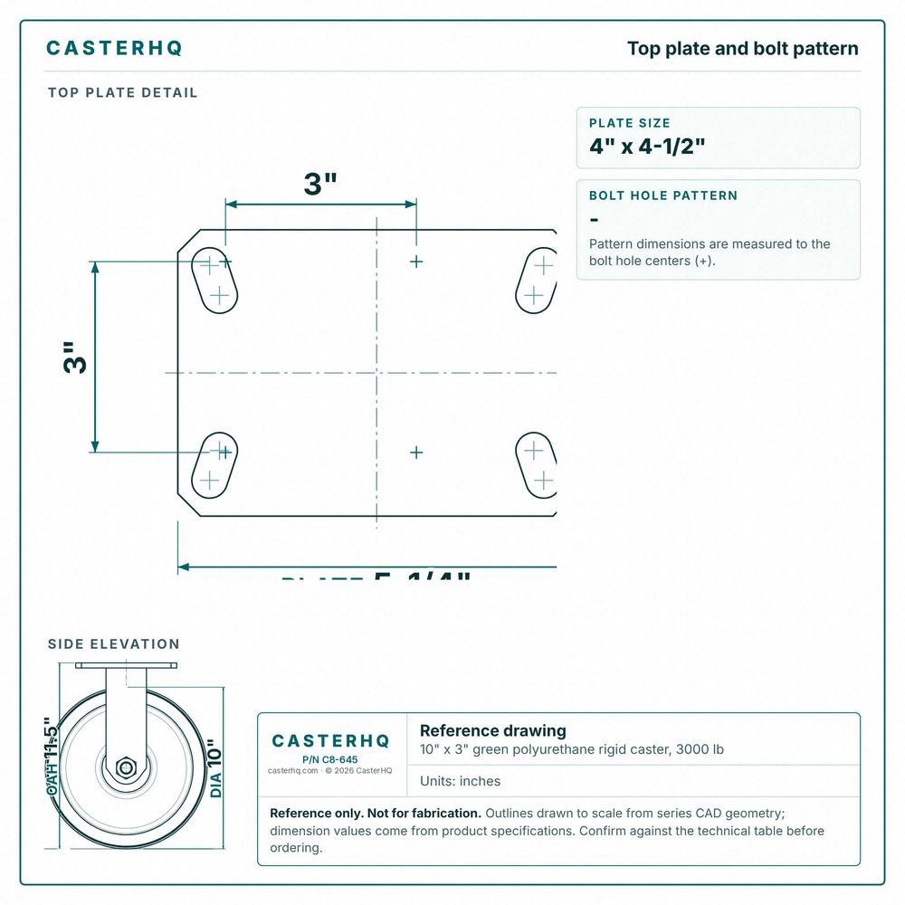 Top plate bolt pattern drawing, ["3-3/8\" x 5-1/4\""] plate
