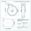 10 x 3 in green polyurethane swivel caster reference drawing, side, front and top plate views with dimensions