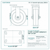 10 x 3 in phenolic rigid caster reference drawing, side, front and top plate views with dimensions