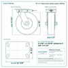 10 x 3 in black nylon swivel caster reference drawing, side, front and top plate views with dimensions