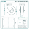 10 x 3 in black nylon swivel caster reference drawing, side, front and top plate views with dimensions