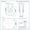 10 x 3 in black nylon rigid caster reference drawing, side, front and top plate views with dimensions