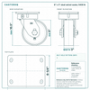 8 x 3 in steel swivel caster reference drawing, side, front and top plate views with dimensions