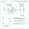 6 x 2 in maroon polyurethane swivel caster reference drawing, side, front and top plate views with dimensions