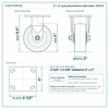 5 x 2 in gray polyurethane rigid caster reference drawing, side, front and top plate views with dimensions