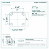 Top plate bolt pattern drawing, ["4\" x 4-1/2\""] plate, slotted bolt holes