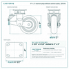 6 x 2 in maroon polyurethane swivel caster reference drawing, side, front and top plate views with dimensions