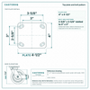 Top plate bolt pattern drawing, ["4\" x 4-1/2\""] plate, slotted bolt holes