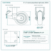 6 x 2 in maroon polyurethane rigid caster reference drawing, side, front and top plate views with dimensions