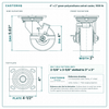 4 x 2 in green polyurethane swivel caster reference drawing, side, front and top plate views with dimensions