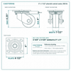 3 x 1-1/2 in phenolic swivel caster reference drawing, side, front and top plate views with dimensions