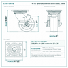 4 x 2 in green polyurethane swivel caster reference drawing, side, front and top plate views with dimensions