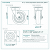 6 x 2 in maroon polyurethane swivel caster reference drawing, side, front and top plate views with dimensions