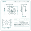 6 x 2 in maroon polyurethane swivel caster reference drawing, side, front and top plate views with dimensions