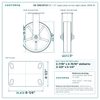 CB-10RCSP123 12 x 3 in super poly on iron rigid caster reference drawing, side, front and top plate views with dimensions