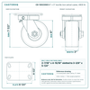 CB-10SCDS63 6 x 3 in ductile iron swivel caster reference drawing, side, front and top plate views with dimensions