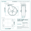 CB-10SCDS83 8 x 3 in ductile iron swivel caster reference drawing, side, front and top plate views with dimensions