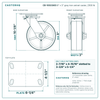 CB-10SCGI83 8 x 3 in gray iron swivel caster reference drawing, side, front and top plate views with dimensions