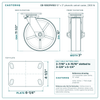 CB-10SCPH103 10 x 3 in phenolic swivel caster reference drawing, side, front and top plate views with dimensions