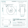 CB-10SCPH63 6 x 3 in phenolic swivel caster reference drawing, side, front and top plate views with dimensions