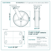 CB-10SCSP123 12 x 3 in super poly on iron swivel caster reference drawing, side, front and top plate views with dimensions