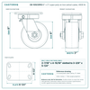 CB-10SCSP63 6 x 3 in super poly on iron swivel caster reference drawing, side, front and top plate views with dimensions