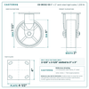 CB-9RC62-SS 6 x 2 in semi-steel rigid caster reference drawing, side, front and top plate views with dimensions