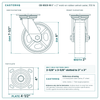 CB-9SC6-RI 6 x 2 in mold-on rubber swivel caster reference drawing, side, front and top plate views with dimensions