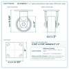 CB-9TBGP42 4 x 2 in green polyurethane rigid caster reference drawing, 800 lb per caster (set of 4: 2 side lock swivel + 2 rigid), side, front and top plate views with dimensions