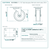 CB-HTORSC 4 x 1-1/2 in high-temp glass-filled nylon swivel caster reference drawing, side, front and top plate views with dimensions