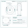 10" x 3-1/2" pneumatic rigid caster reference drawing, side, front and top plate views with dimensions