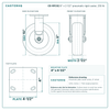 8" x 2-1/2" pneumatic rigid caster reference drawing, side, front and top plate views with dimensions