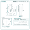 10" x 3" flat-free foam rigid caster reference drawing, side, front and top plate views with dimensions