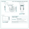 3-1/2 x 1-1/4 in red polyurethane swivel caster reference drawing, side, front and top plate views with dimensions