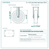 5 x 1-1/4 in gray rubber rigid caster reference drawing, side, front and top plate views with dimensions