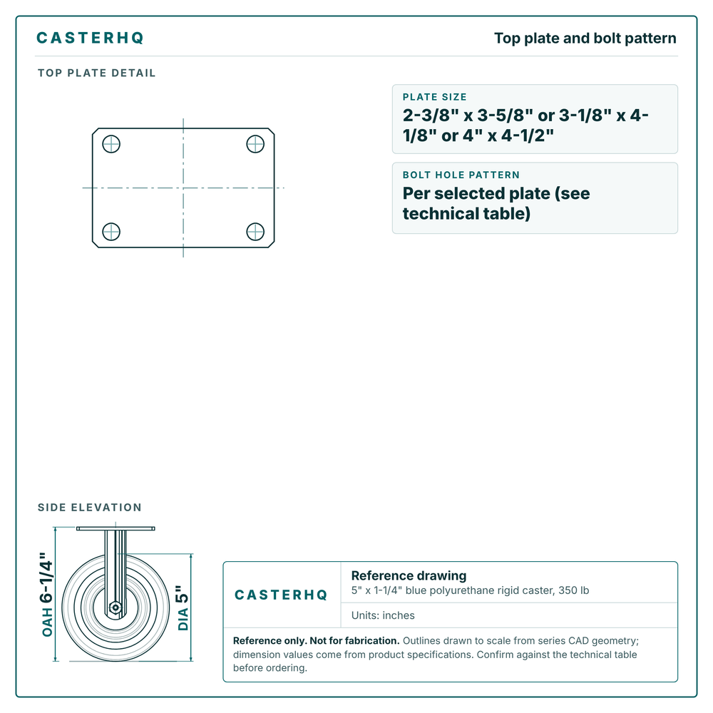 Top plate bolt pattern drawing, 2-3/8 x 3-5/8 or 3-1/8 x 4-1/8 or 4 x 4-1/2 plate