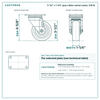 3-1/2 x 1-1/4 in gray rubber swivel caster reference drawing, side, front and top plate views with dimensions