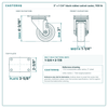 3 x 1-1/4 in black rubber swivel caster reference drawing, side, front and top plate views with dimensions