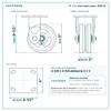 5 x 2 in steel rigid caster reference drawing, side, front and top plate views with dimensions
