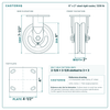 6 x 2 in steel rigid caster reference drawing, side, front and top plate views with dimensions