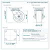 4 x 2 in gray rubber swivel caster reference drawing, side, front and top plate views with dimensions