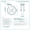 8 x 2 in gray rubber swivel caster reference drawing, side, front and top plate views with dimensions