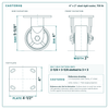 4 x 2 in steel rigid caster reference drawing, side, front and top plate views with dimensions