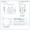 4 x 2 in steel rigid caster reference drawing, side, front and top plate views with dimensions